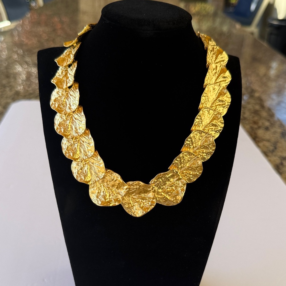 Elegant Gold Leaf Necklace by Kenneth Jay Lane